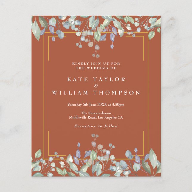 Papier Budget Lilac Floral Terracotta Faire-part de maria (Devant)
