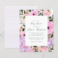 Budget Lilac rose Baby shower à rayures florales
