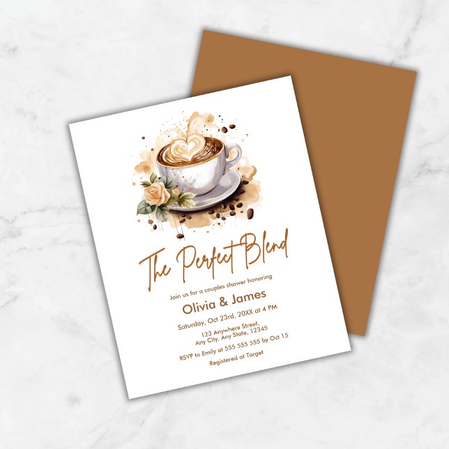 Papier Budget L'Invitation De Douche Couple Mixte Parfait (Budget The Perfect Blend Coffee Wedding Couples Shower Invitation  )