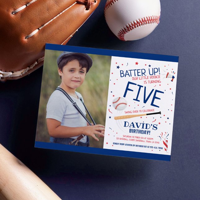 Papier Budget Little Rookie Baseball Blue Photo Anniversa (Créateur téléchargé)
