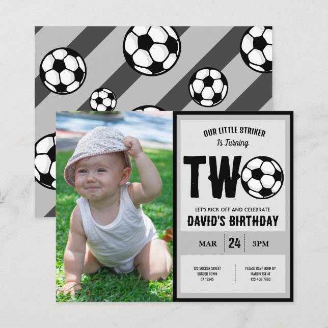 Papier Budget Little Striker Soccer Photo 2e anniversaire (Devant / Derrière)