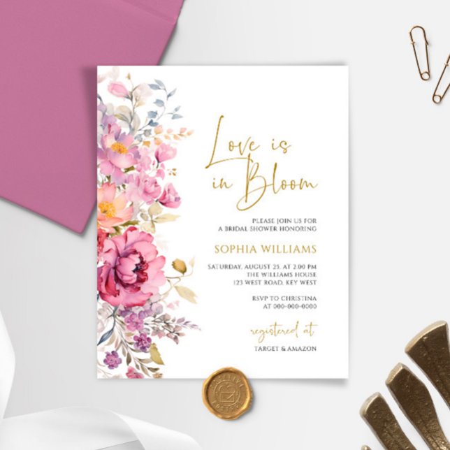 Papier Budget Love est dans Bloom Bridal Shower Invitatio (Créateur téléchargé)
