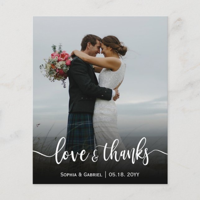 Papier Budget Love et Merci Mariage Photo Merci (Devant)