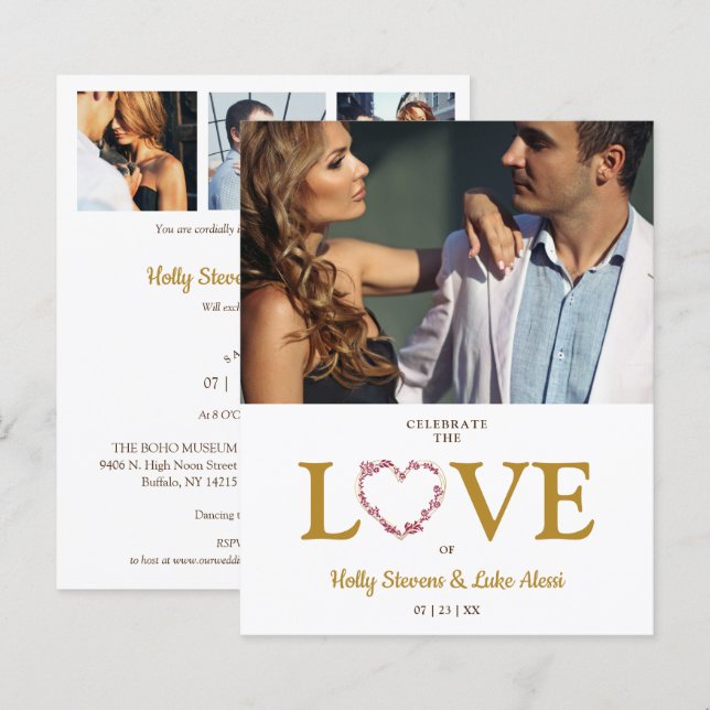 Papier Budget Love Quote Trendy Collage Wedding 4 Photos (Devant / Derrière)