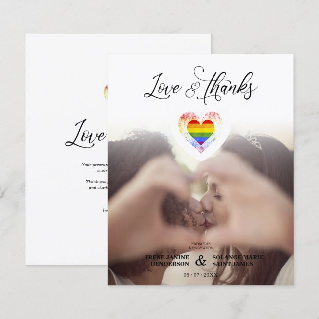 Papier Budget Love & Thanks LGBT Rainbow Pride Heart LGBT (Devant / Derrière)