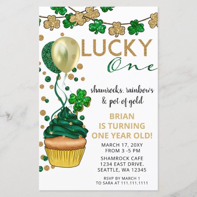 Papier Budget Lucky One St Patrick Invitation Anniversair (Devant)