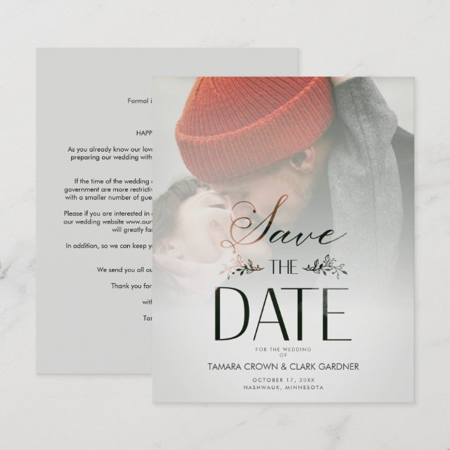 Papier Budget Luxe Moderne Transparence Mariage Photo (Devant / Derrière)