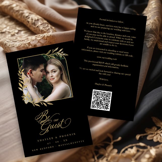 Papier Budget Luxury Golden Branches Frame Chic Photo (Inexpensive Cheap Luxury Golden Branches Frame Chic Photo Wedding Save the Date Card with Envelope.)