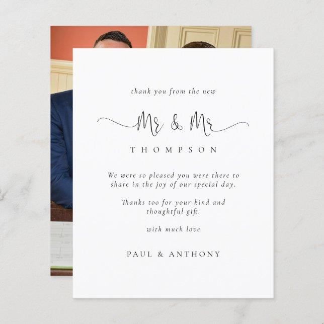 Papier Budget M. M. Script Photo Gay Mariage Merci (Devant / Derrière)