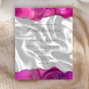 Papier Budget Magenta Argent Agate Mariage de soie blanch