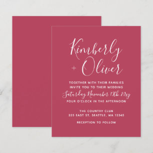 Papier Budget Magenta Faire-part de mariage de script mod