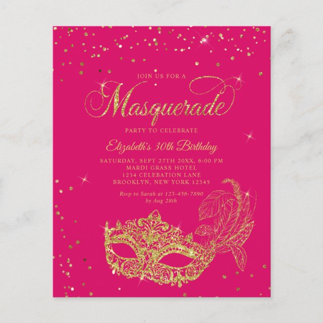 Papier BUDGET Magenta Gold Parties scintillant Masquerade (Devant)