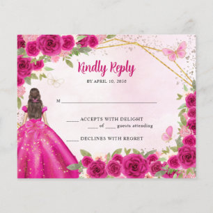 Papier Budget Magenta Rose or Floral Princesse RSVP