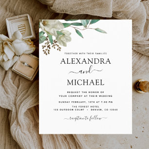 Papier Budget Magnolia Eucalyptus Faire-part de mariage