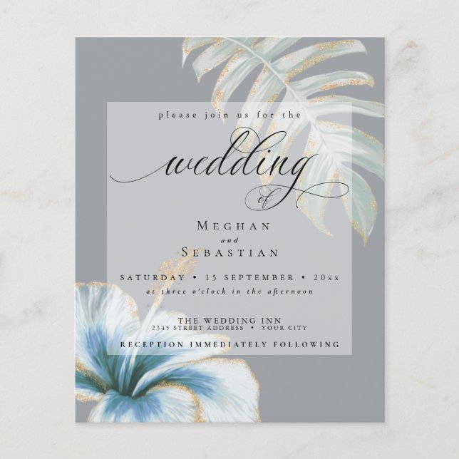 Papier Budget Mais Beau Mariage Dusty Blue Hibiscus (Devant)