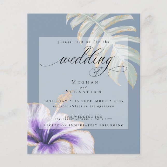 Papier Budget Mais Beau Mariage Violet Hibiscus (Devant)