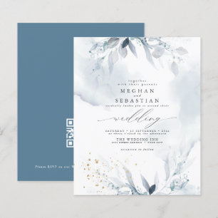 Papier Budget Mais Belle Aquarelle bleu Dusty QR RSVP
