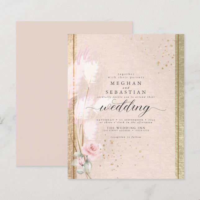 Papier Budget Mais Belle Pampa Rose De Luxe Grass (Devant / Derrière)