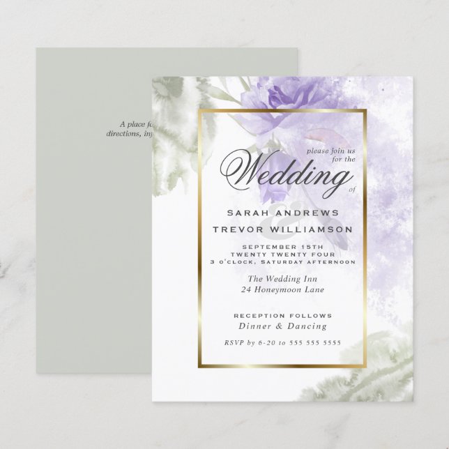 Papier Budget mais belle Rustique Lilac violet Roses (Devant / Derrière)