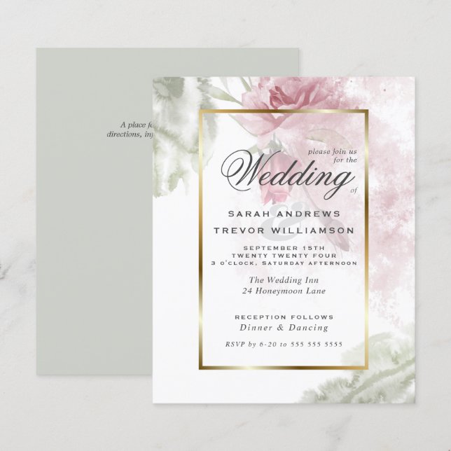 Papier Budget mais belles roses roses rustiques rustiques (Devant / Derrière)