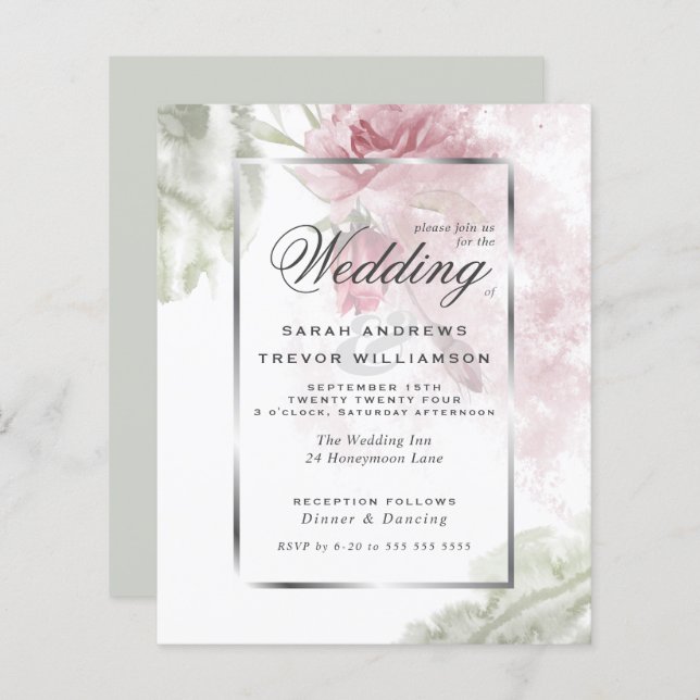 Papier Budget mais belles roses roses rustiques rustiques (Devant / Derrière)