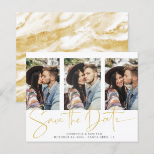 Papier BUDGET manuscrit Enregistrer la date Marbre d'or