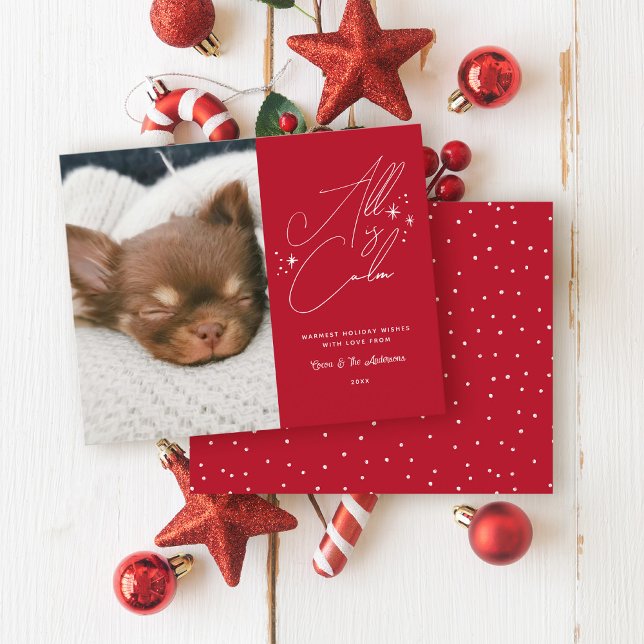 Papier Budget manuscrit Tout Est Calme Animal Photo Noël (Créateur téléchargé)
