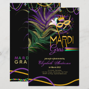 Papier BUDGET MARDI GRAS 2022! ! Plumes perles Masque