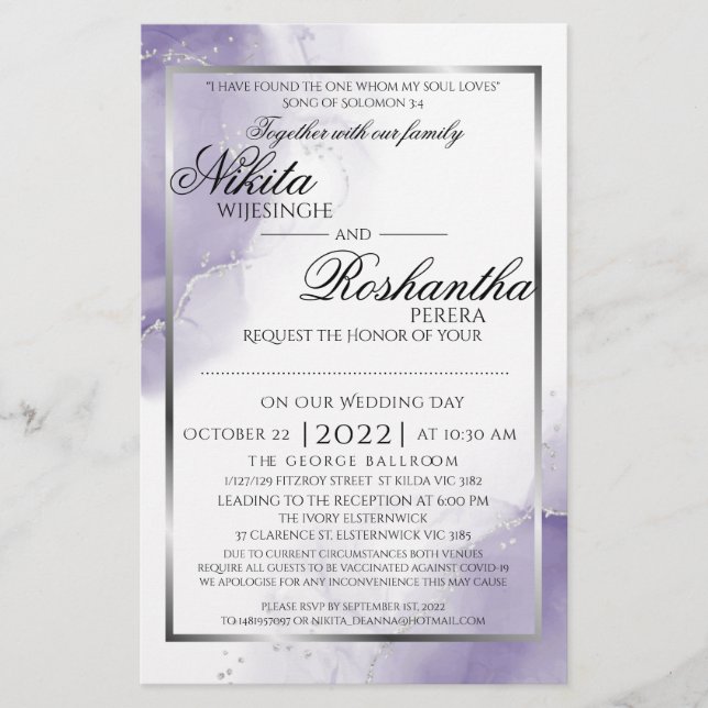 Papier Budget Mariage Améthyste Purple Personnalisé Nikit (Devant)