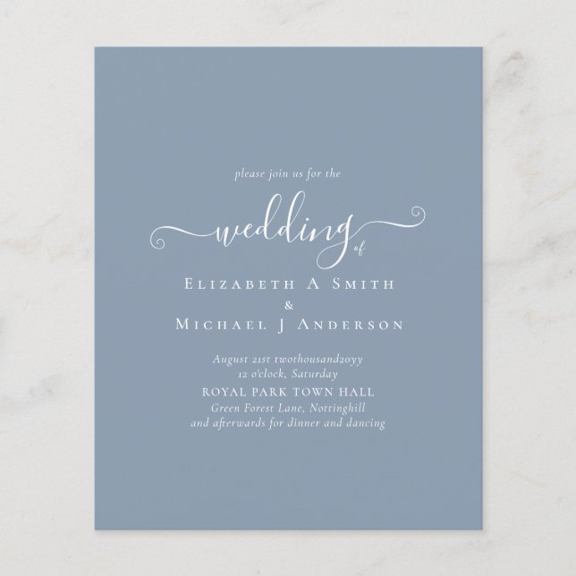 Papier Budget Mariage classique simple DUSTY BLEU (Devant)