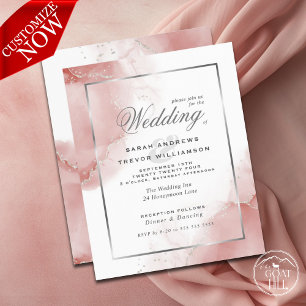 Papier Budget Mariage Coral Rose Argent Abstrait