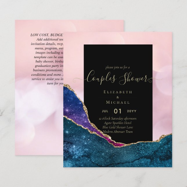 Papier BUDGET Mariage Couple - Baby Shower - AGATE Or (Devant / Derrière)