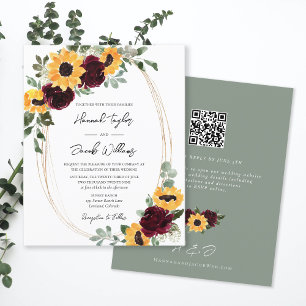 Papier Budget Mariage de tournesol QR Code RSVP Invitatio