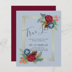Papier BUDGET Mariage d'hiver Bourgogne Turquoise Bleu mo