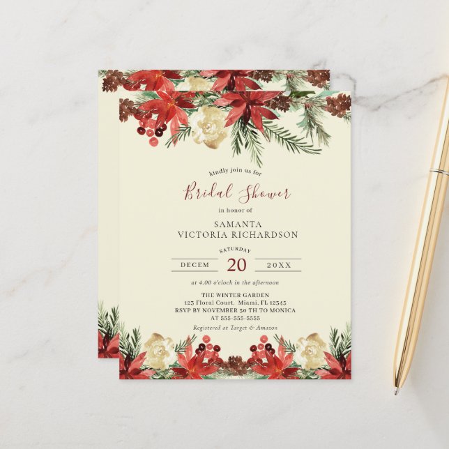 Papier Budget Mariage d'hiver Fête des mariées de Noël (Devant/Arrière en situation)