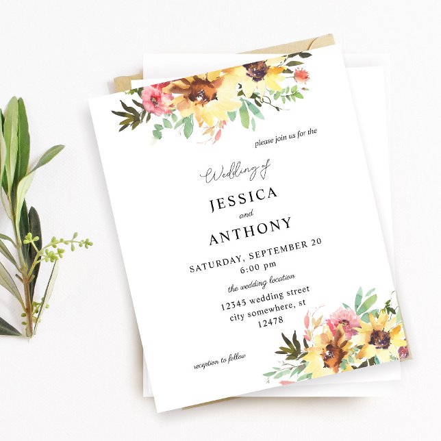 Papier Budget Mariage floral de tournesol d'été (Créateur téléchargé)