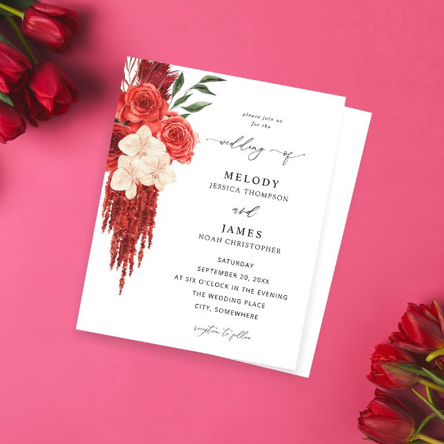 Papier Budget Mariage Floral rouge (Créateur téléchargé)