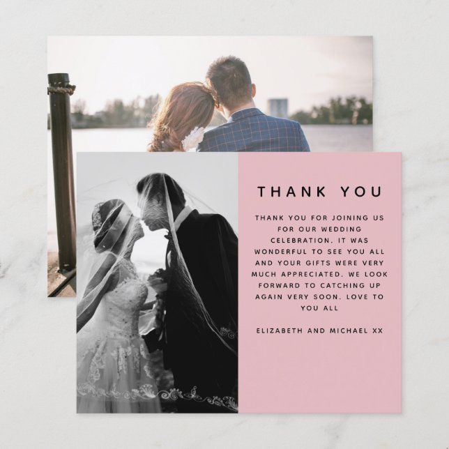 Papier BUDGET Mariage photo Merci rose moderne simple (Devant / Derrière)