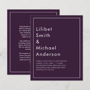 Papier BUDGET Mariage PLUM PURPLE Monochrome Simple
