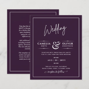 Papier BUDGET Mariage PLUM PURPLE Monochrome Simple