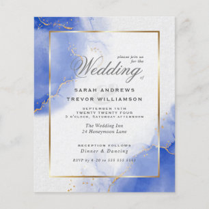 Papier Budget Mariage Royal Blue Gold Abstrait Marble Inv