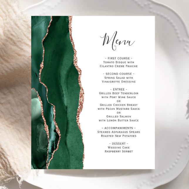 Papier Budget Mariage Vert Émeraude Rose Or Agate (Créateur téléchargé)