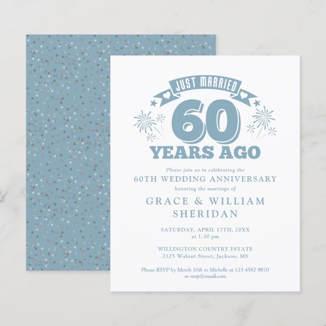 Papier Budget Marié 60e anniversaire Invitation (Devant / Derrière)