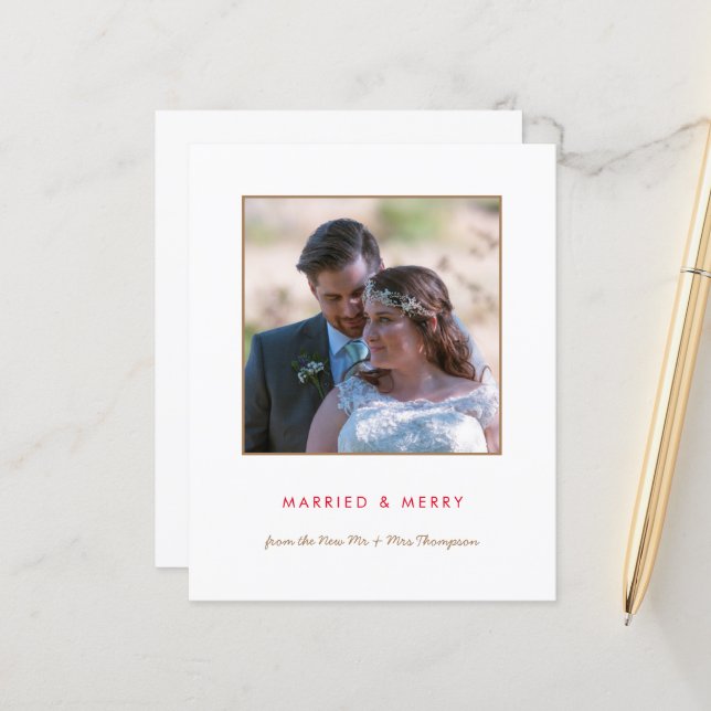 Papier Budget | Marié et Joyeux Noël photo (Devant/Arrière en situation)