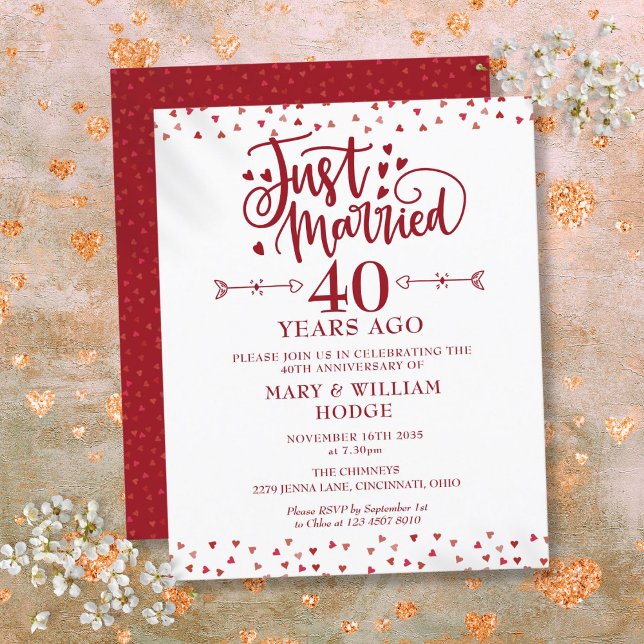 Papier Budget Marié Invitation du 40e anniversaire (Budget Just Married 40th Anniversary Invitation)