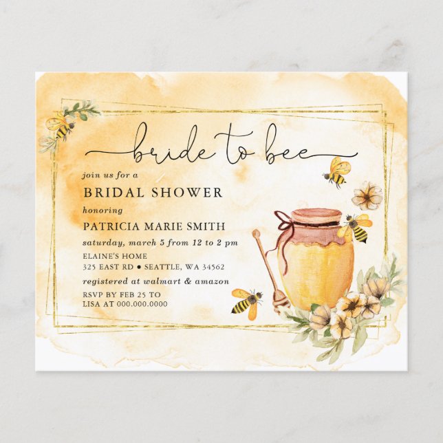 Papier Budget Mariée à être abeille Fête des mariées flor (Devant)