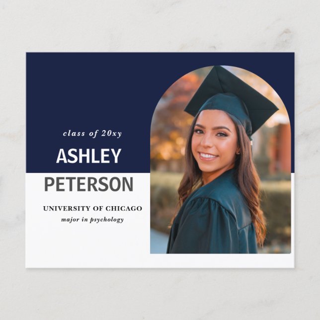 Papier Budget Marine Arch Photo Graduation Invitation (Devant)