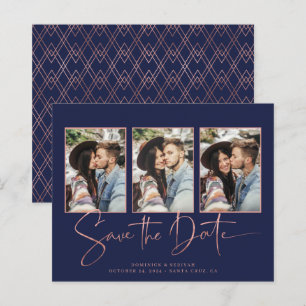 Papier BUDGET Marine Bleu Art Déco Rose Or Enregistrer la