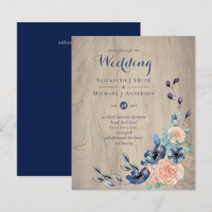 Papier Budget Marine Bleu et Mariage de corail Woodland