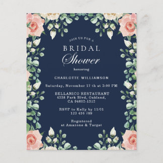 Papier Budget Marine bleu rose floral Fête des mariées ci